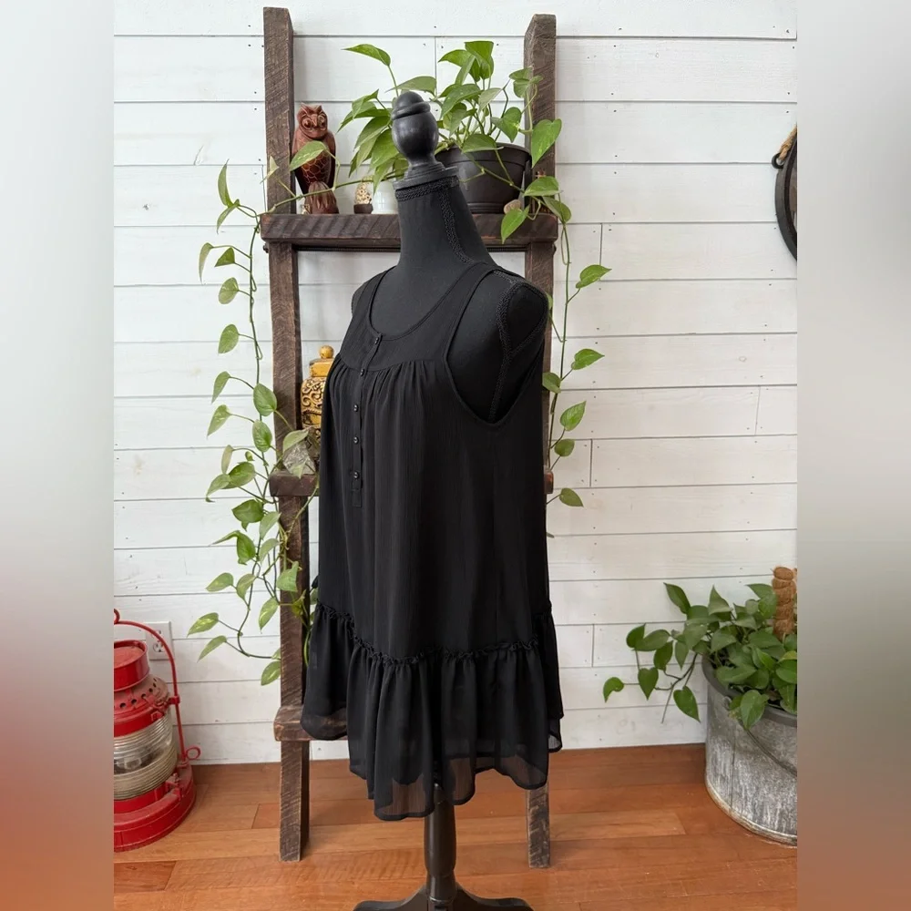Divided Black Ruffle Hem Dress
